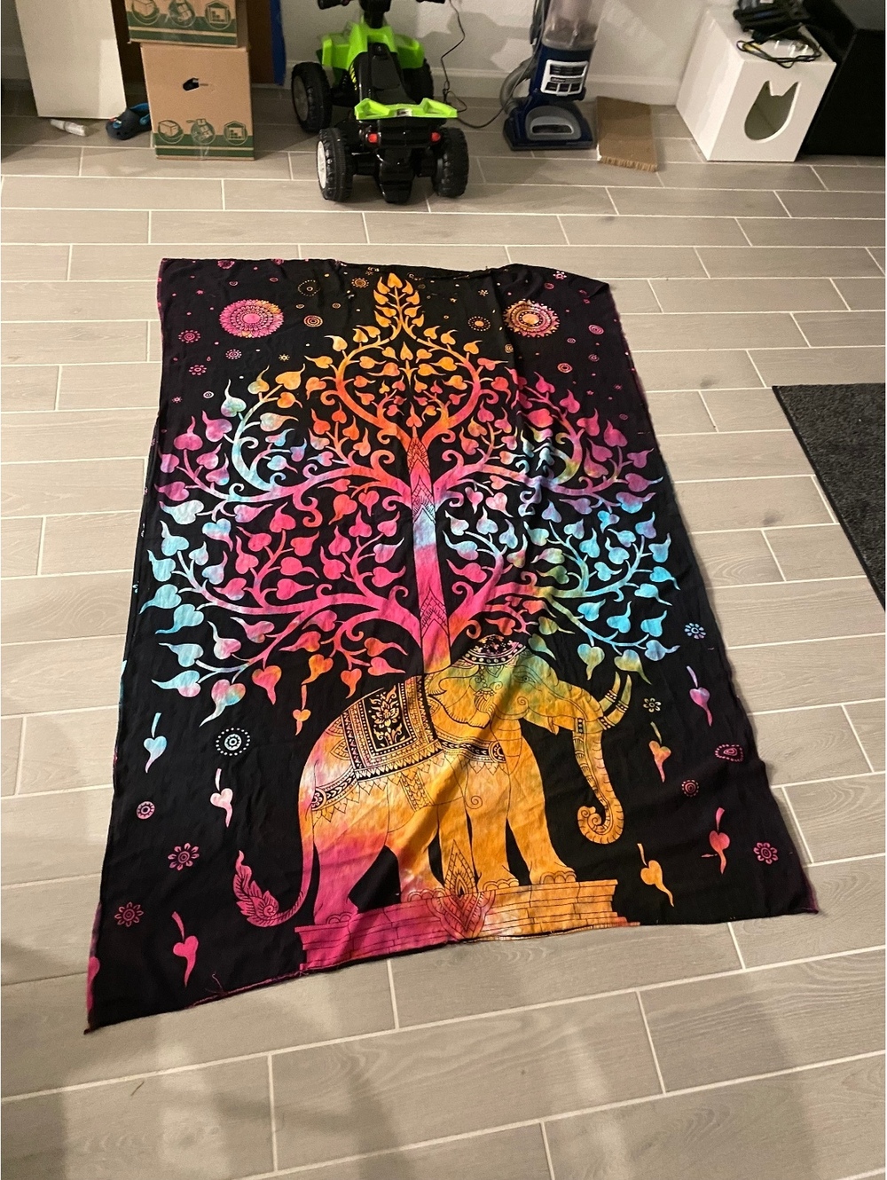 Colorful Elephant and Tree Print Throw tapestry